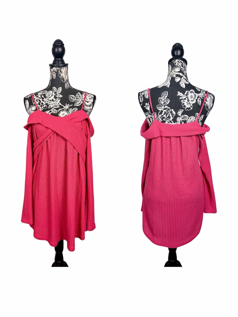Dressfo pink off shoulder soft tunic sweater dress size small